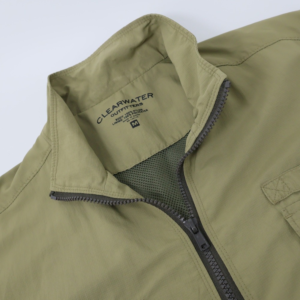 Clearwater Outfitters Mens Olive Green Utility Fishing Vest Cargo Pockets Size M